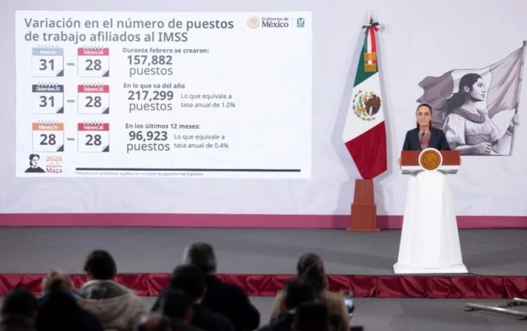 Claudia Sheinbaum anuncia 22.5 millones de empleos afiliados al IMSS febrero