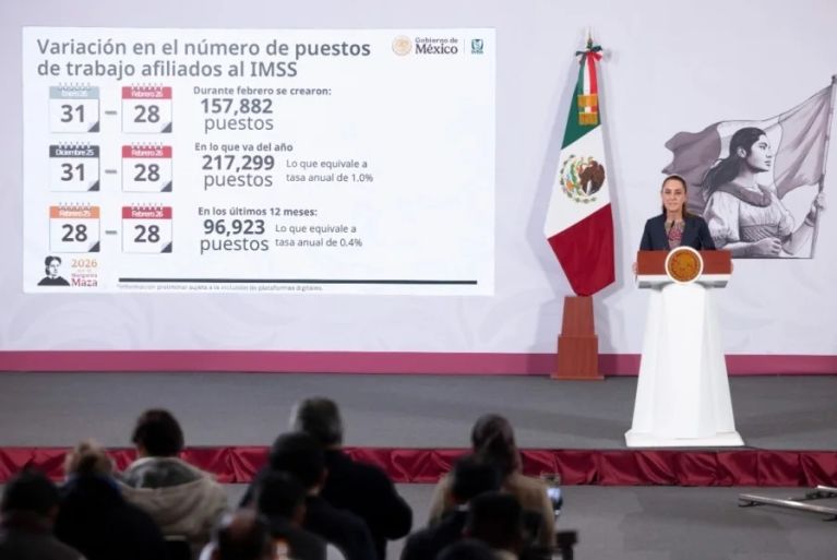 Claudia Sheinbaum anuncia 22.5 millones de empleos afiliados al IMSS febrero