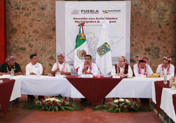 En Juan Galindo y Naupan, Sergio Salomón llama a alcaldes a seguir invirtiendo en seguridad pública