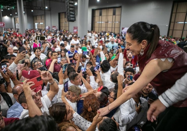 Claudia Sheinbaum es recibida por cerca 8 mil personas en Reynosa, Tamaulipas