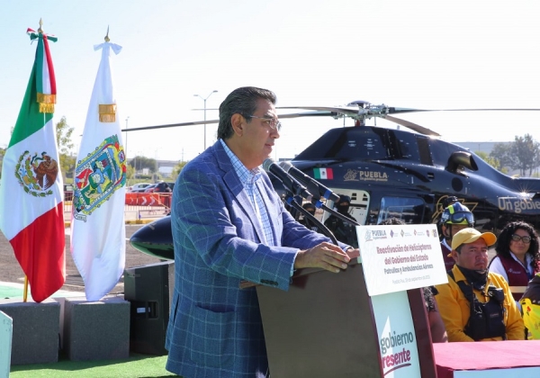Reactiva Sergio Salomón tres helicópteros para otorgamiento de servicios de salud, seguridad y PC